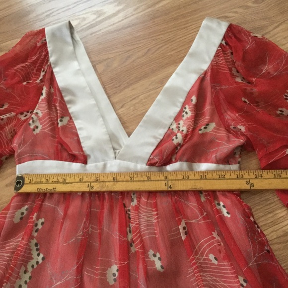 Development by Erica Davies Red 100% Silk Floral Print Dress EUC - Picture 13 of 16